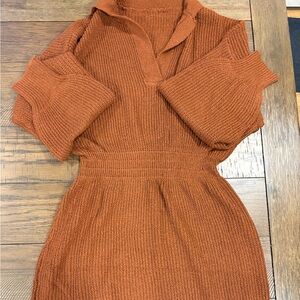 SHEIN Rust Long Sleeve Knit Dress